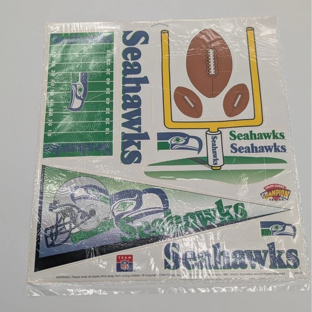 Vintage 1996 Seattle Seahawks Wall Decorations Color Clings‎ Decal Sticker NIP